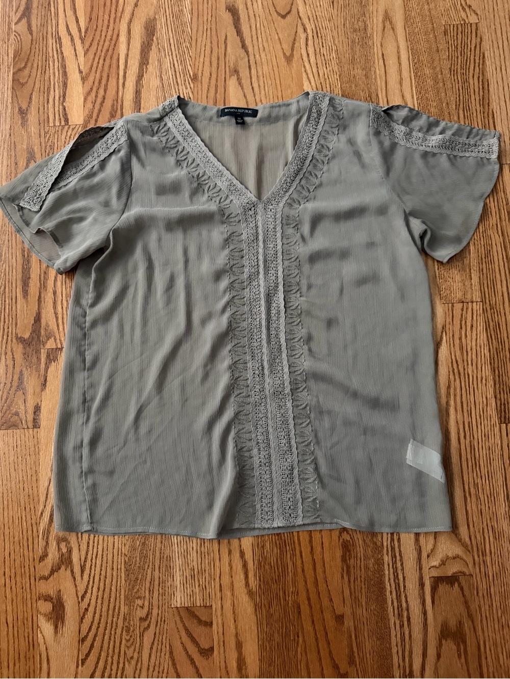 Banana Republic Sheer Flutter Sleeve Top